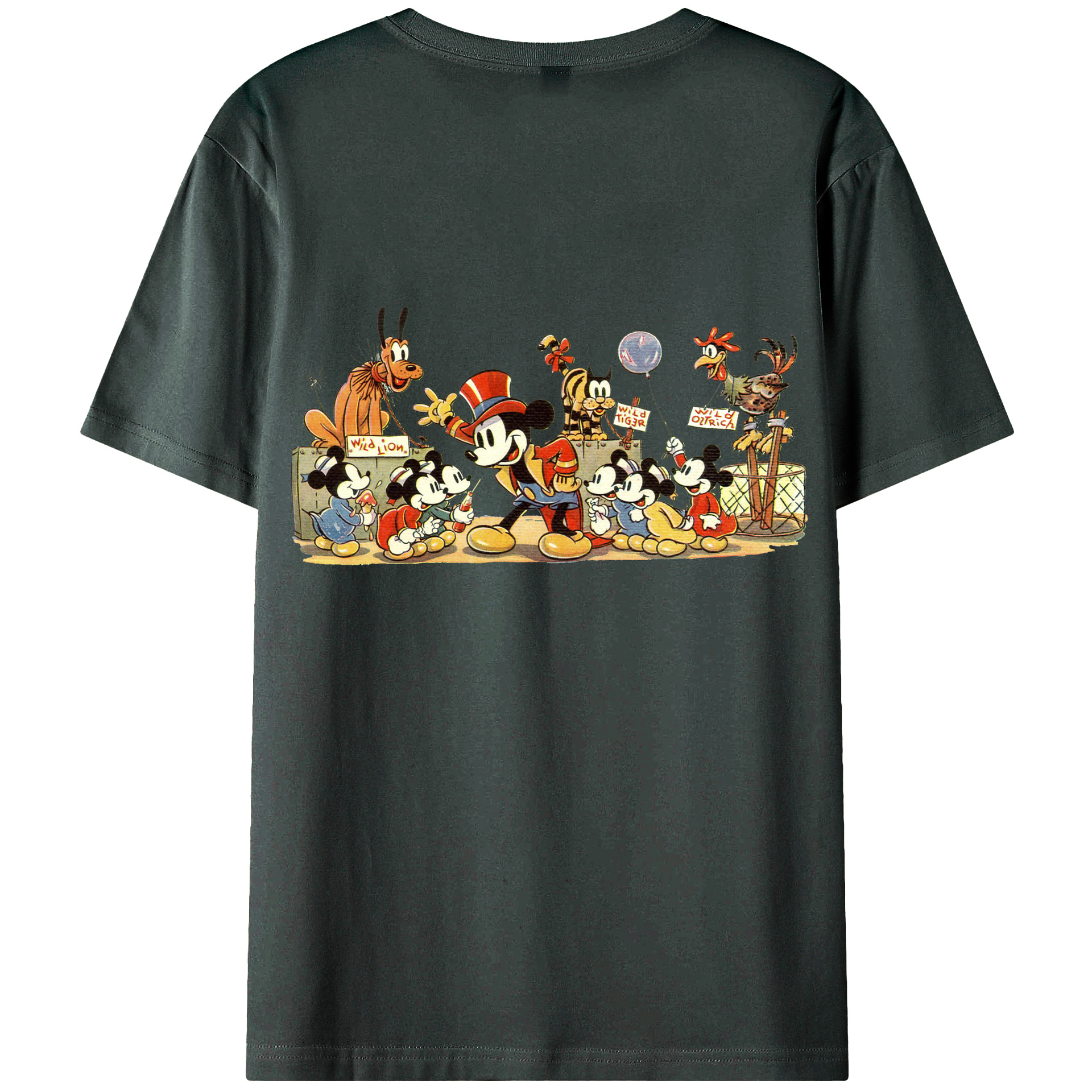 ミッキーマウス Mickey Mouse 綿100％ メンズ半袖Tシャツ（バックプリント） 通気性